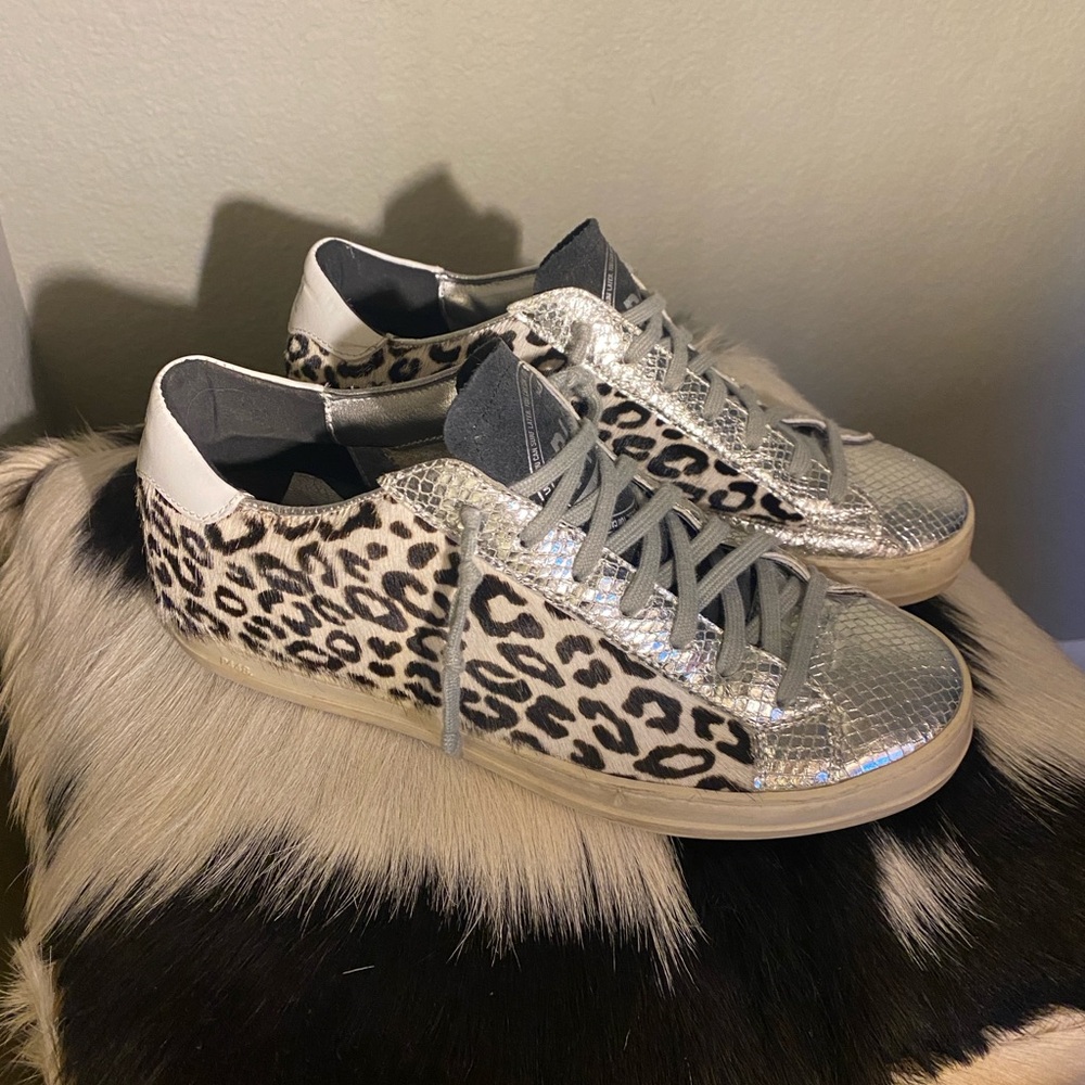 P448 Leopard & Silver Sneakers 8.5-9